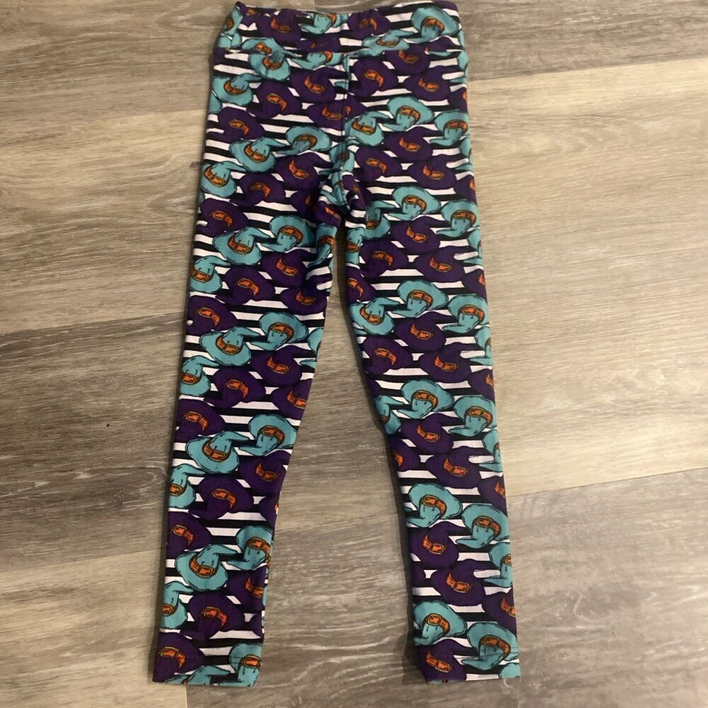 LulaRoe Kids Leggings-Halloween, Witch hats, Black And White Stripes - Picture 5 of 5